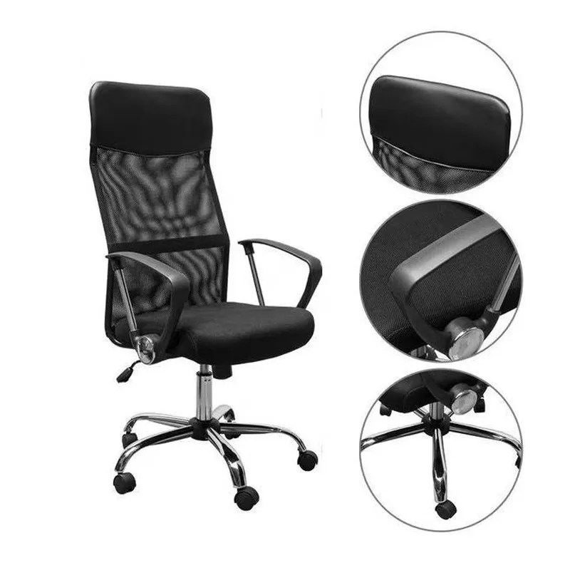 Scaun ergonomic de birou, directorial, spatar inalt, inaltime reglabila, sezut inclinabil, negru MultiMark GlobalProd