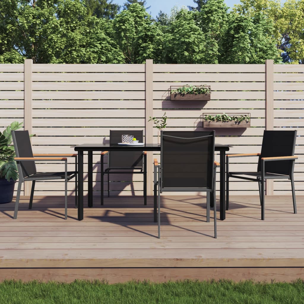 Set mobilier de grădină, 5 piese, negru, textilenă și oțel GartenMobel Dekor