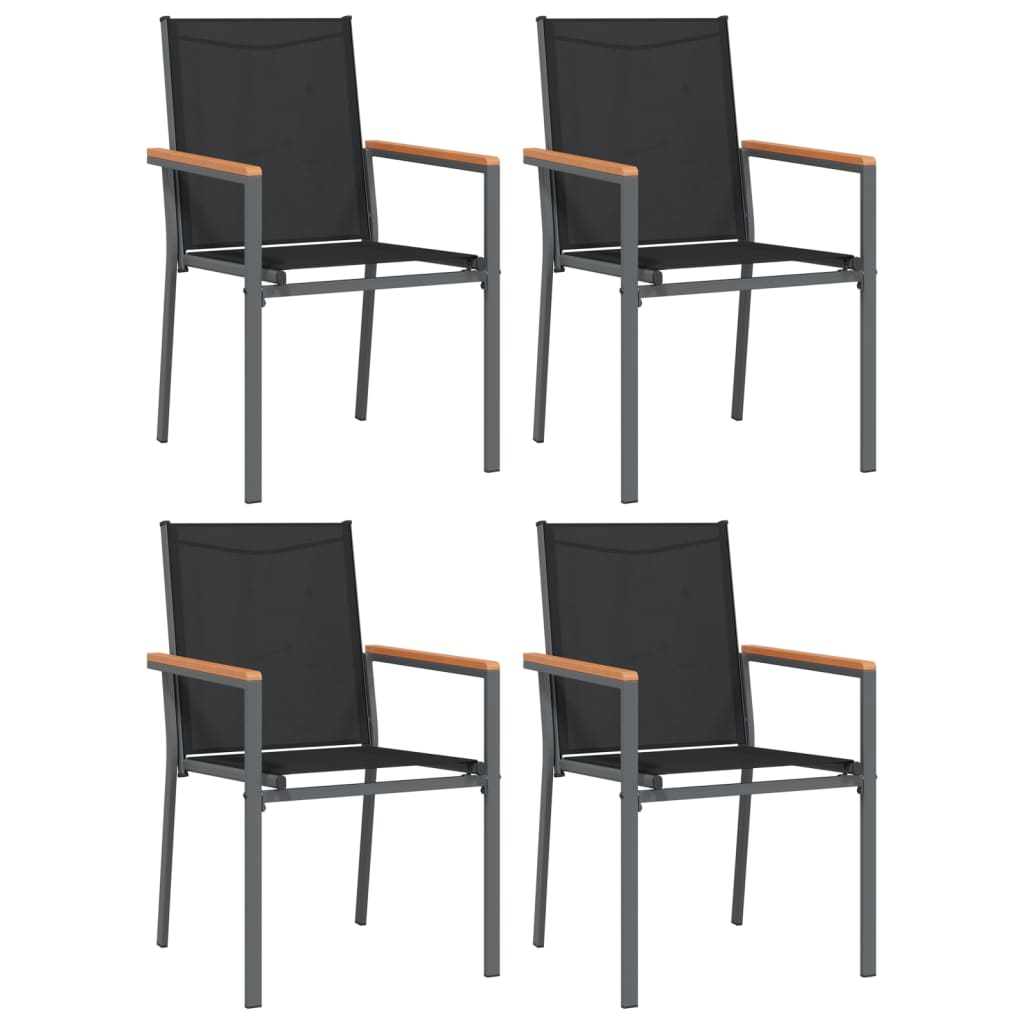 Set mobilier de grădină, 5 piese, negru, textilenă și oțel GartenMobel Dekor