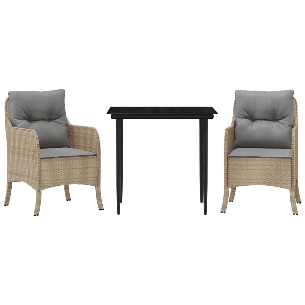 Set mobilier de grădină cu perne, 3 piese, bej, poliratan GartenMobel Dekor