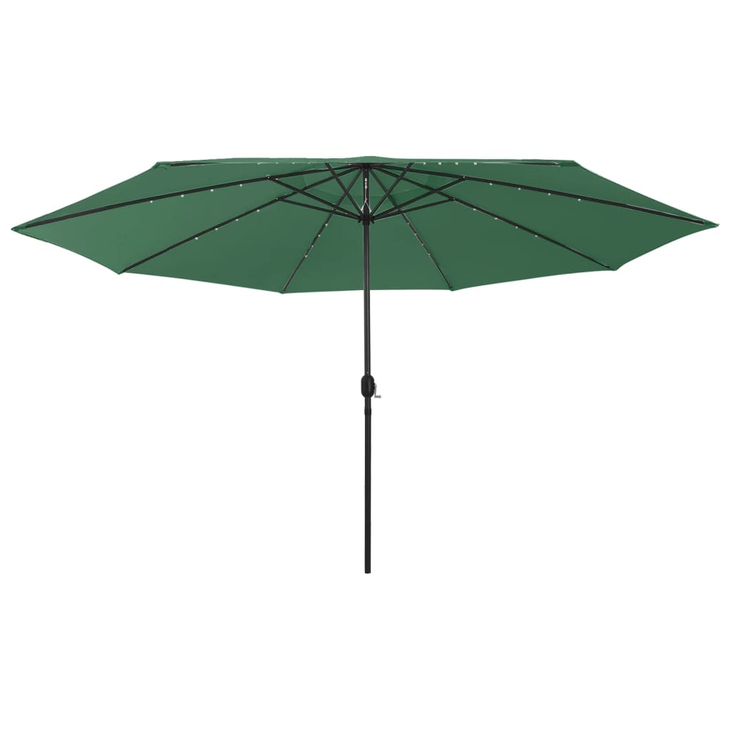 Umbrelă soare de grădină cu LED-uri, verde, 400 cm GartenMobel Dekor