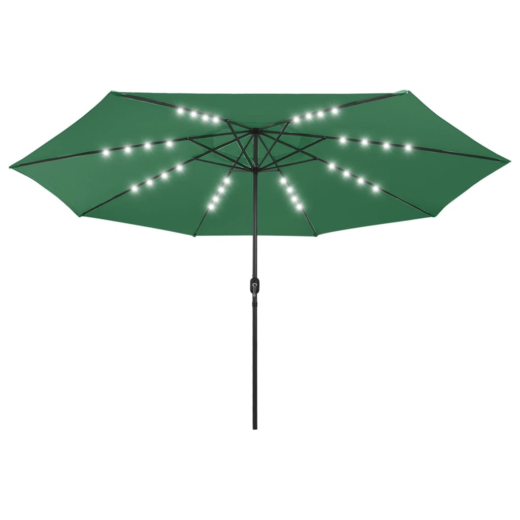 Umbrelă soare de grădină cu LED-uri, verde, 400 cm GartenMobel Dekor
