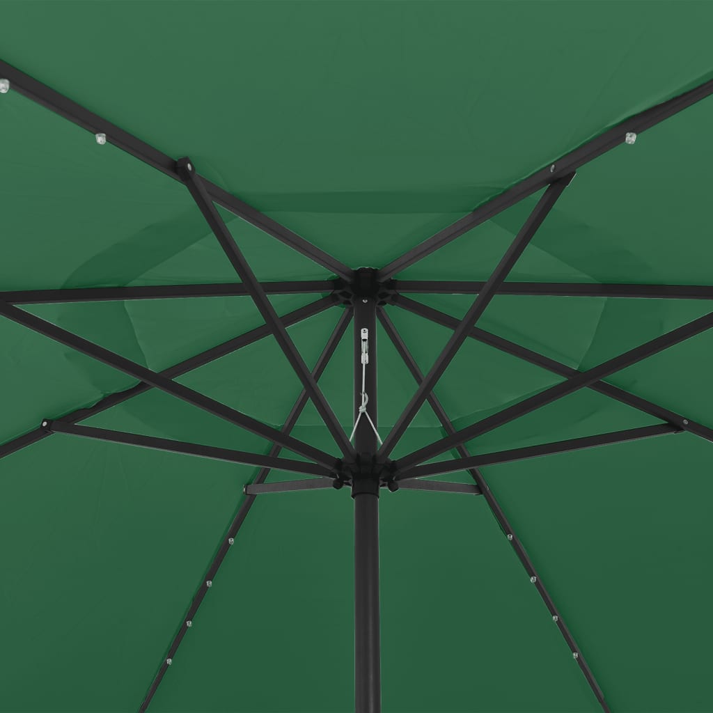 Umbrelă soare de grădină cu LED-uri, verde, 400 cm GartenMobel Dekor