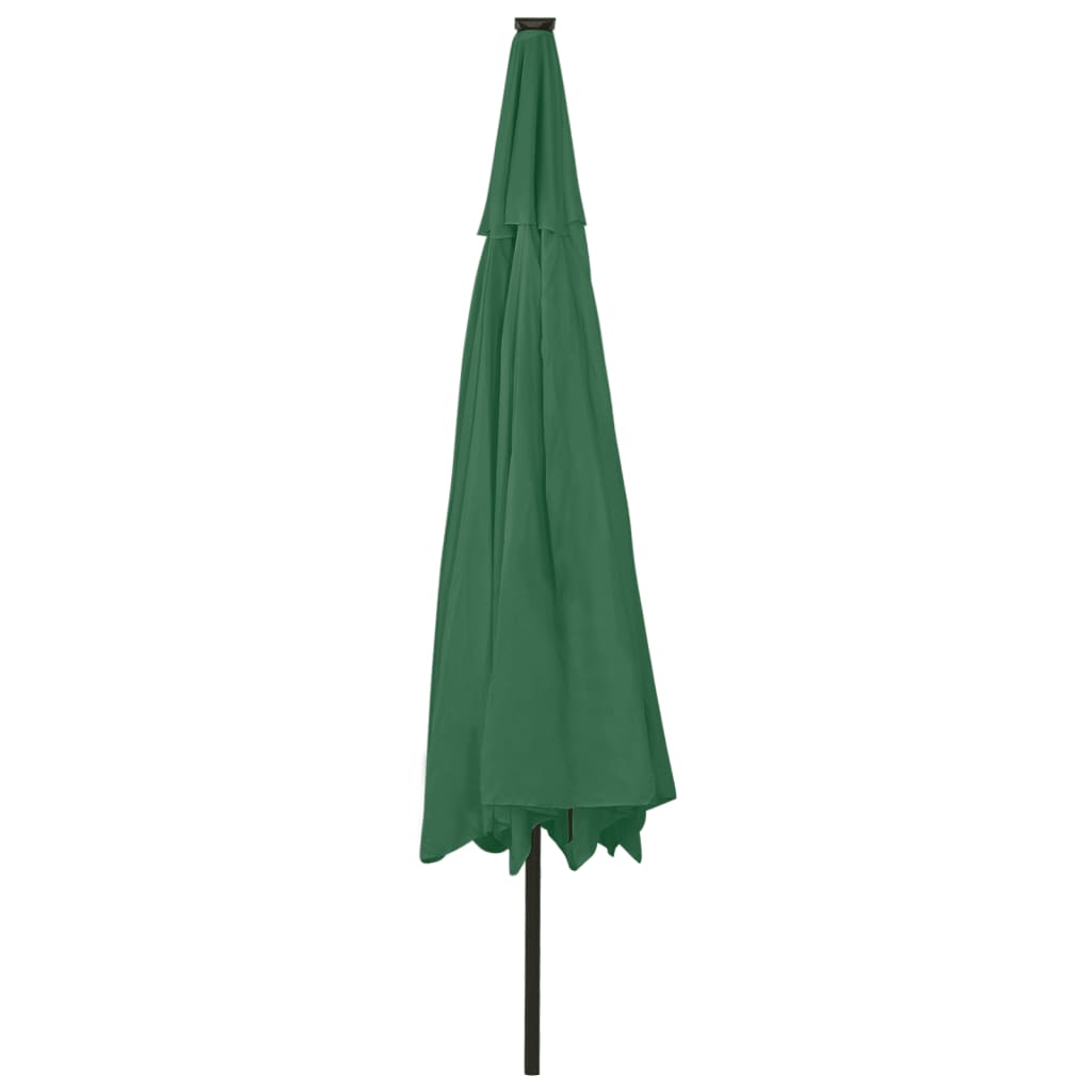 Umbrelă soare de grădină cu LED-uri, verde, 400 cm GartenMobel Dekor