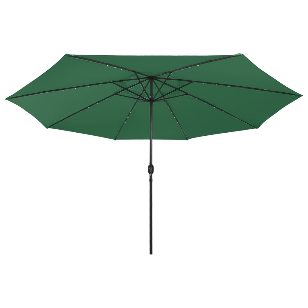 Umbrelă soare de grădină cu LED-uri, verde, 400 cm GartenMobel Dekor