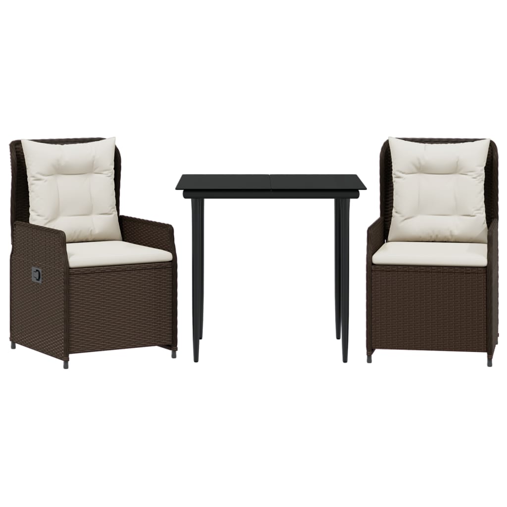 Set mobilier de grădină cu perne, 3 piese, maro, poliratan GartenMobel Dekor