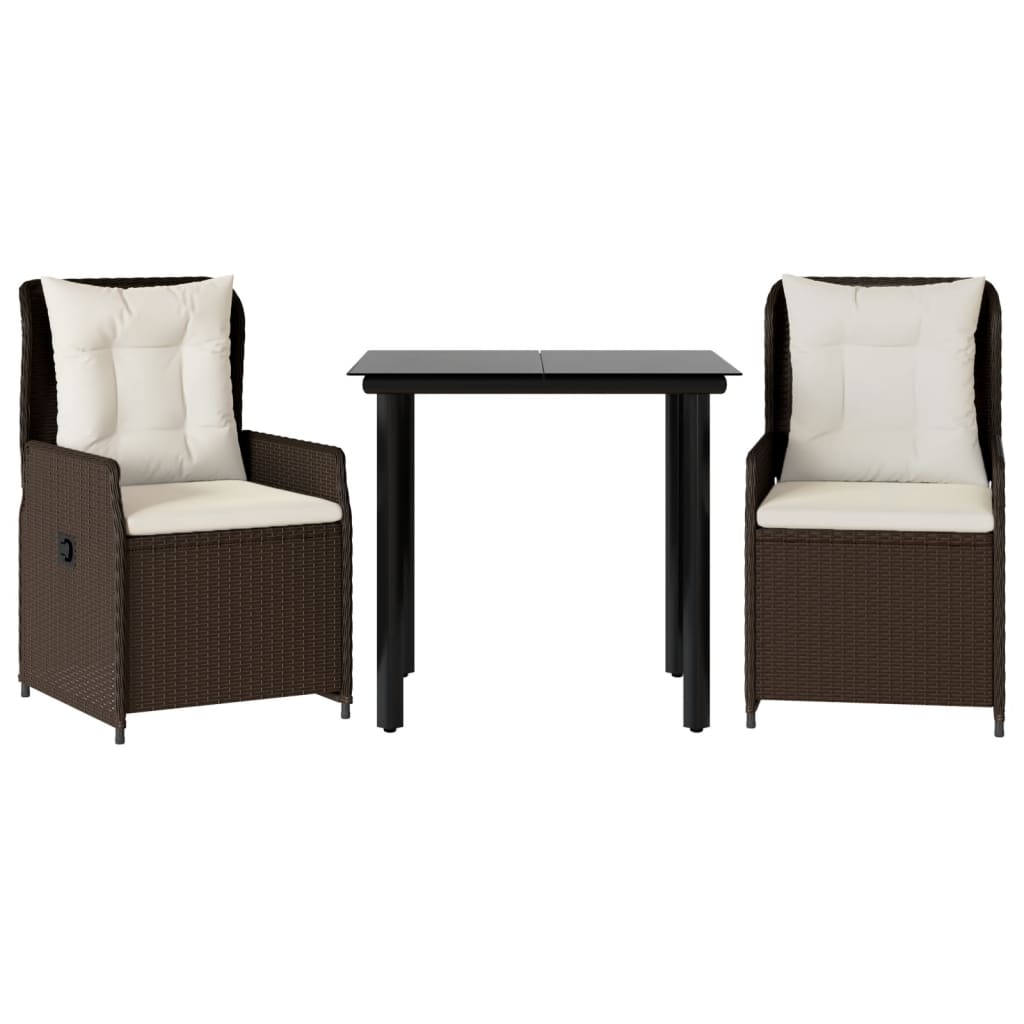 Set mobilier de grădină cu perne, 3 piese, maro, poliratan GartenMobel Dekor