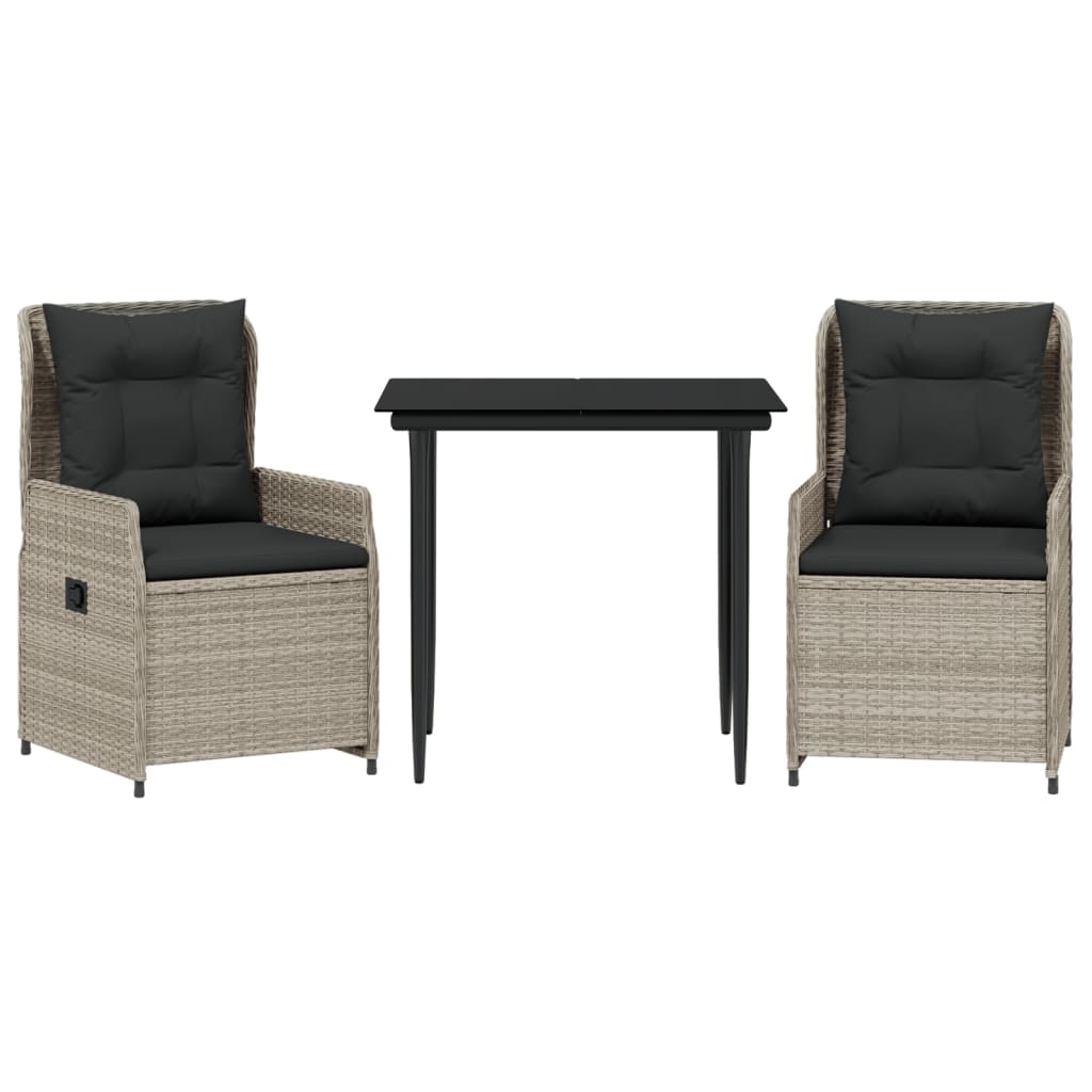 Set mobilier de grădină cu perne, 3 piese,gri deschis,poliratan GartenMobel Dekor