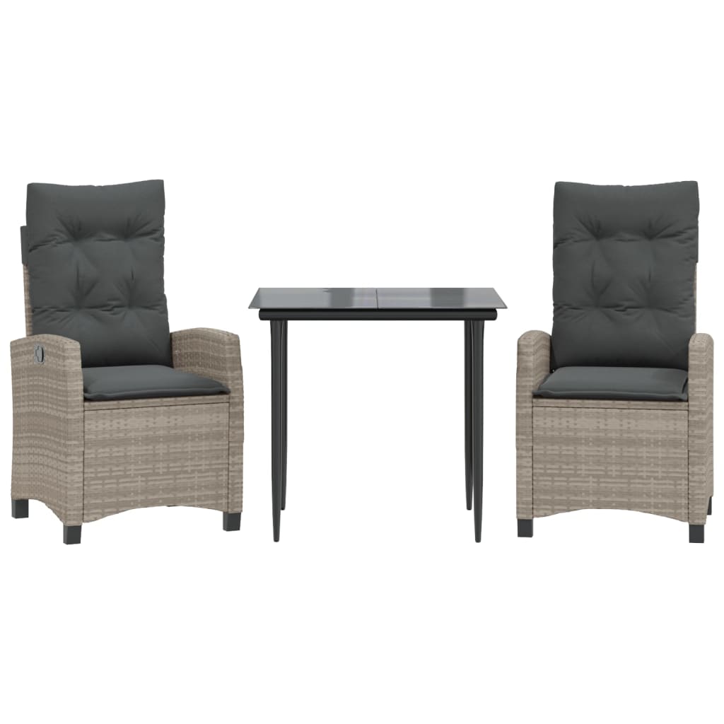 Set mobilier de grădină cu perne, 3 piese,gri deschis,poliratan GartenMobel Dekor