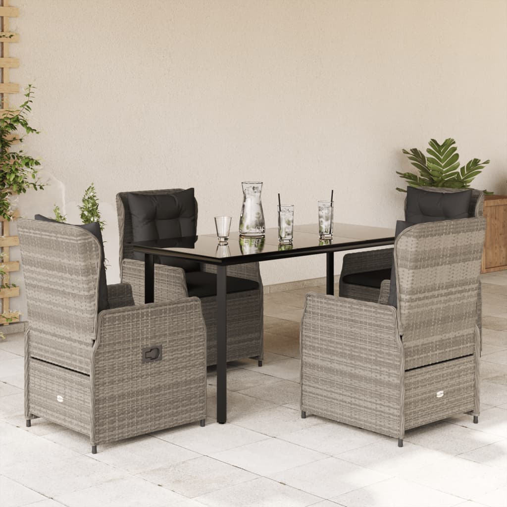 Set mobilier de grădină cu perne, 5 piese gri deschis poliratan GartenMobel Dekor