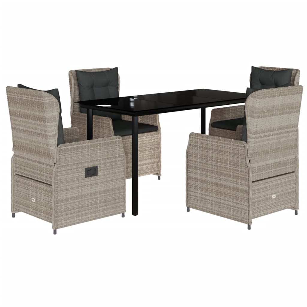 Set mobilier de grădină cu perne, 5 piese gri deschis poliratan GartenMobel Dekor