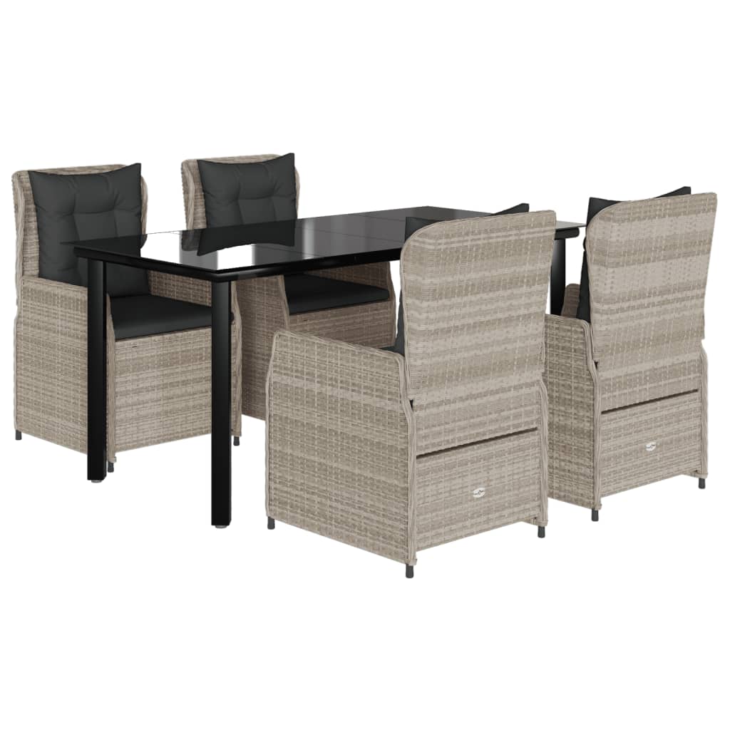 Set mobilier de grădină cu perne, 5 piese gri deschis poliratan GartenMobel Dekor