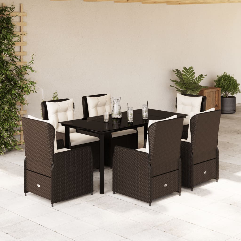 Set mobilier de grădină cu perne, 7 piese, maro, poliratan GartenMobel Dekor