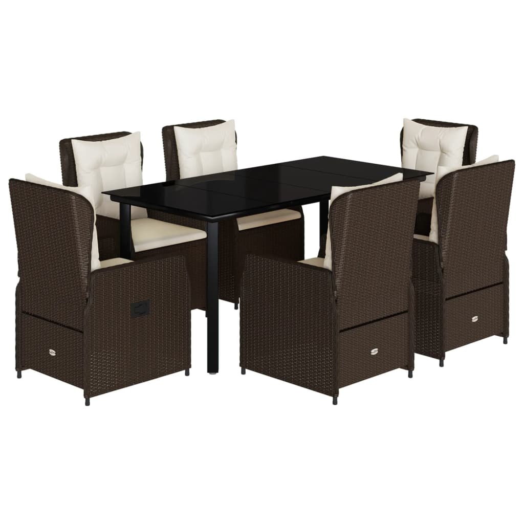 Set mobilier de grădină cu perne, 7 piese, maro, poliratan GartenMobel Dekor