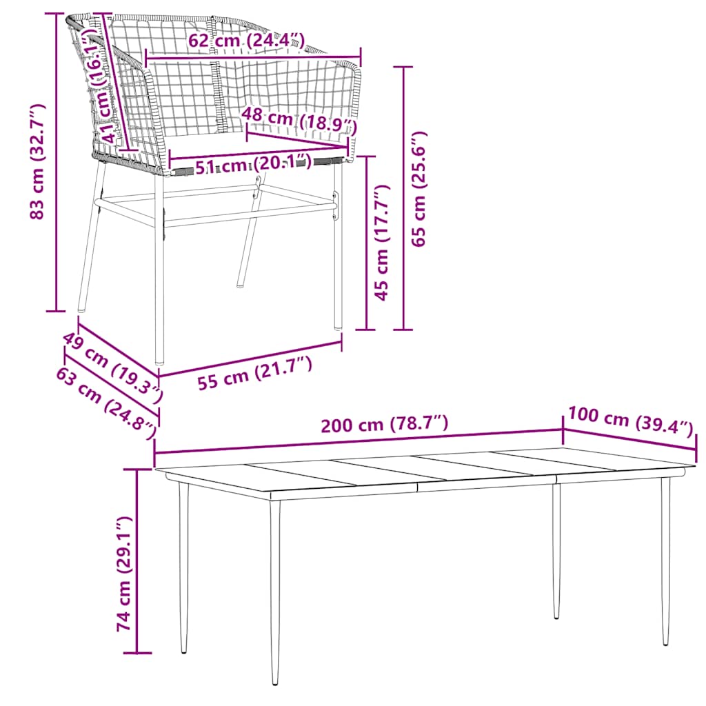 Set de sufragerie de grădină de 7 piese sticlă poliratan maro GartenMobel Dekor