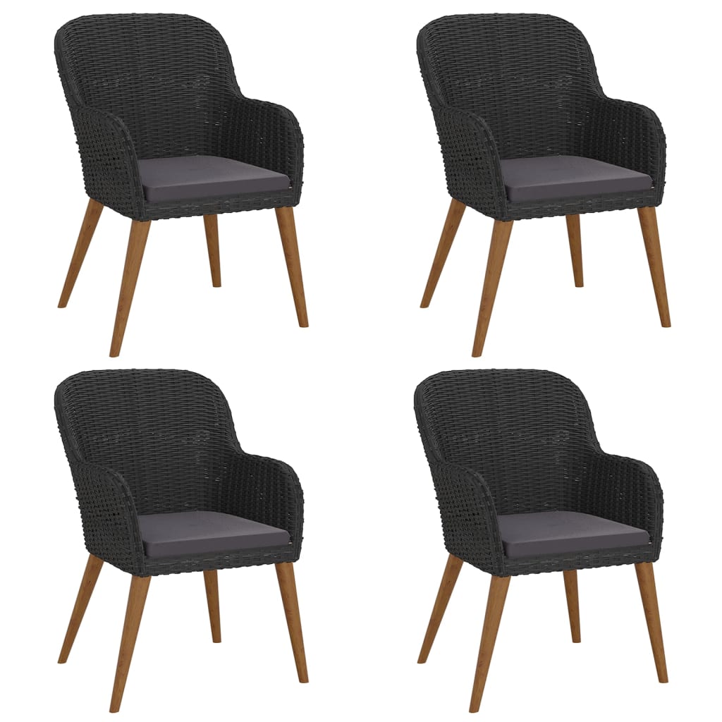 Set de masă pentru grădină, 5 piese, cu perne, negru GartenMobel Dekor