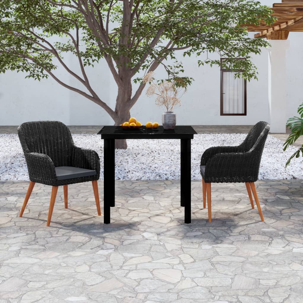 Set mobilier de grădină cu perne, 3 piese, negru GartenMobel Dekor