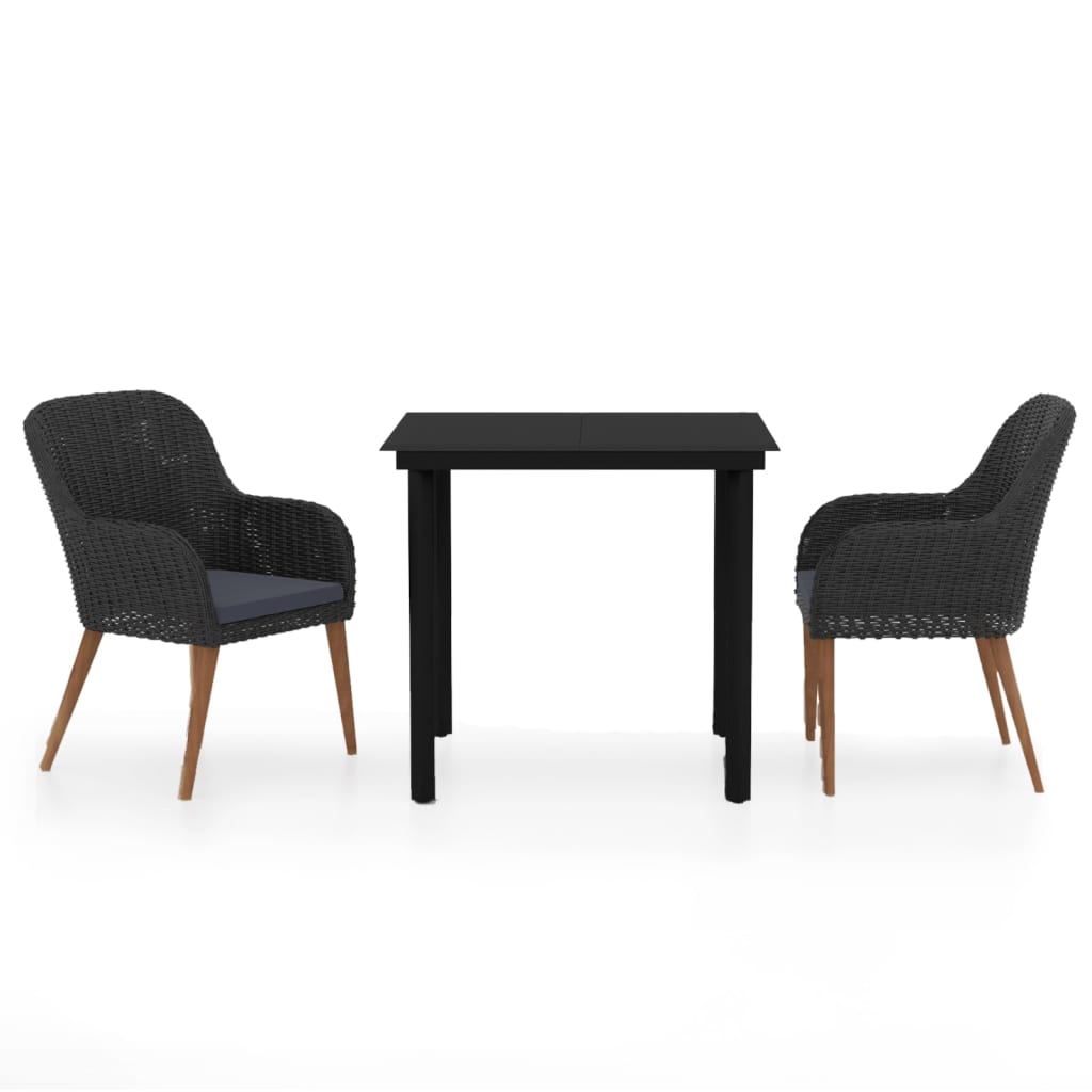 Set mobilier de grădină cu perne, 3 piese, negru GartenMobel Dekor
