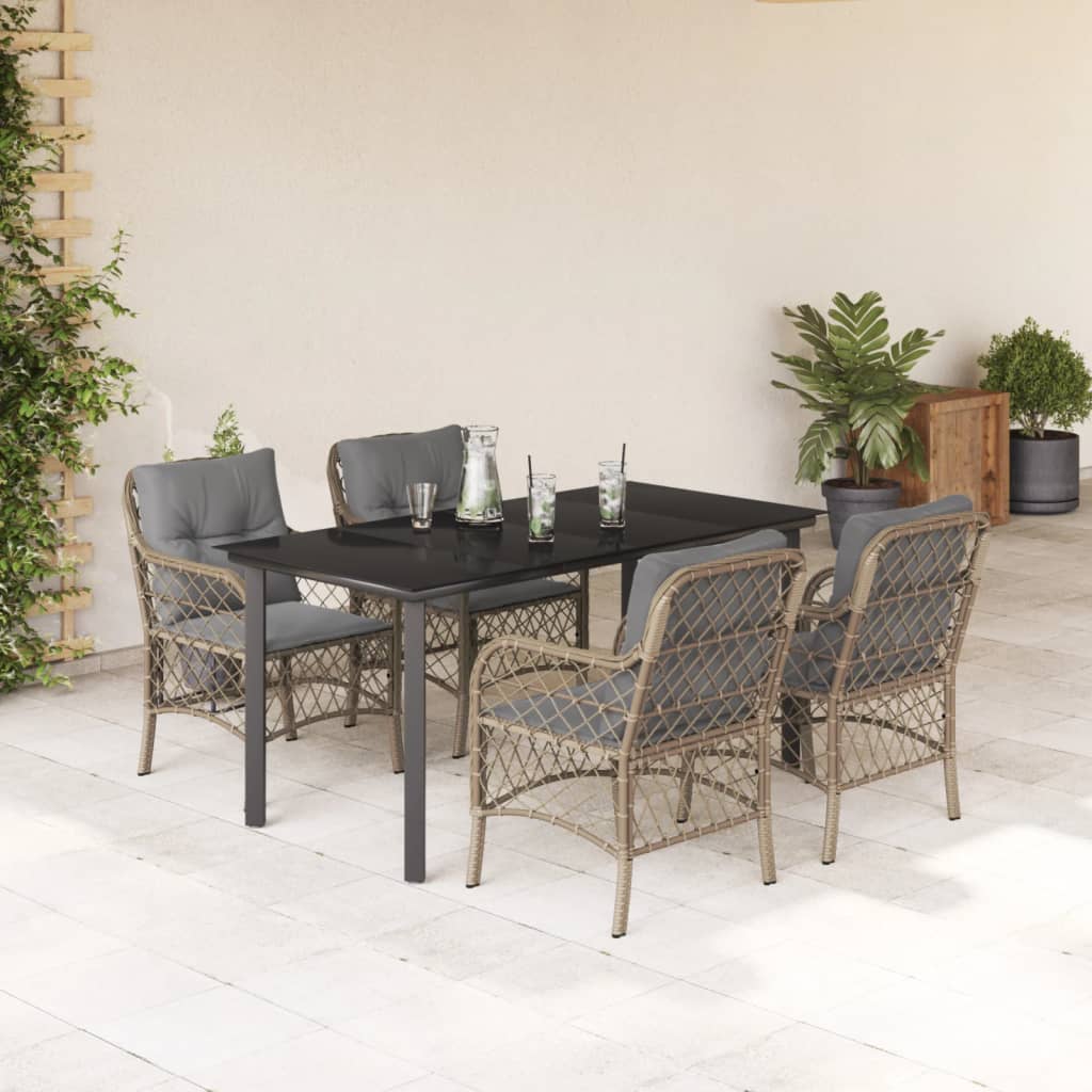 Set mobilier pentru grădină, 5 piese, cu perne, bej, poliratan GartenMobel Dekor