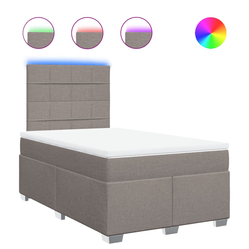 Pat box spring cu saltea, taupe, 120x190 cm material textil GartenMobel Dekor