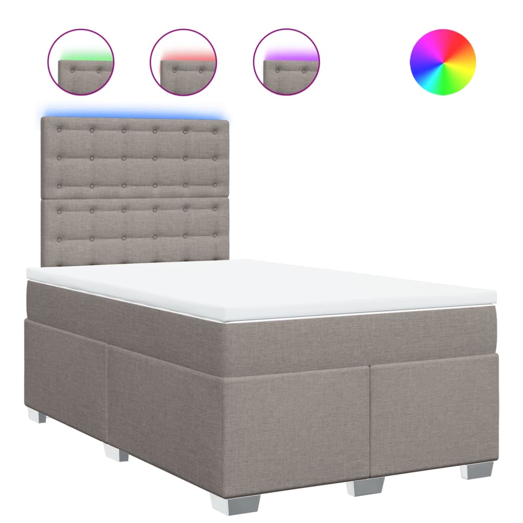 Pat box spring cu saltea, taupe, 120x190 cm material textil GartenMobel Dekor