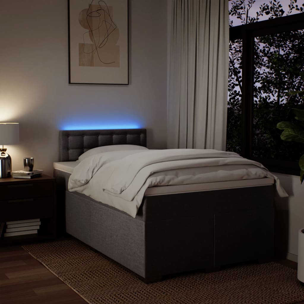 Pat box spring cu saltea, taupe, 120x190 cm material textil GartenMobel Dekor