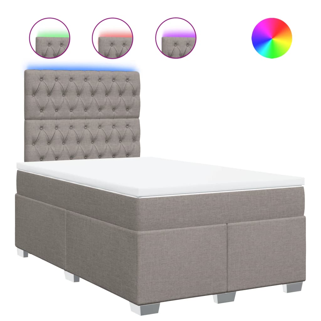 Pat box spring cu saltea, taupe, 120x190 cm material textil GartenMobel Dekor