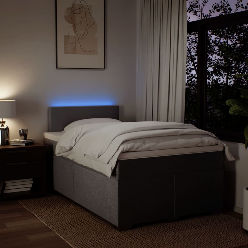 Pat box spring cu saltea, taupe, 120x190 cm material textil GartenMobel Dekor