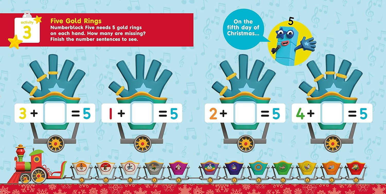 Carte cu abtibilduri Numberblocks - Craciun Fericit PlayLearn Toys