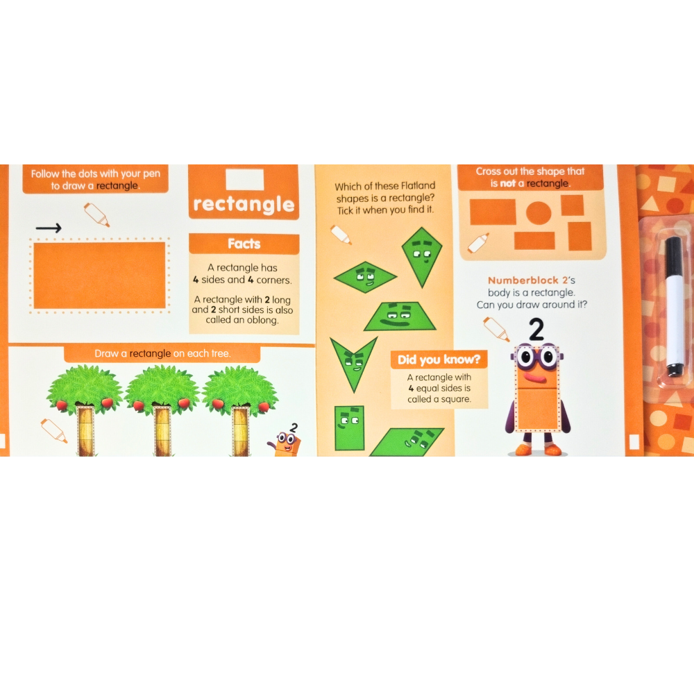 Carticica Scriu si sterg Numberblocks - Forme geometrice PlayLearn Toys