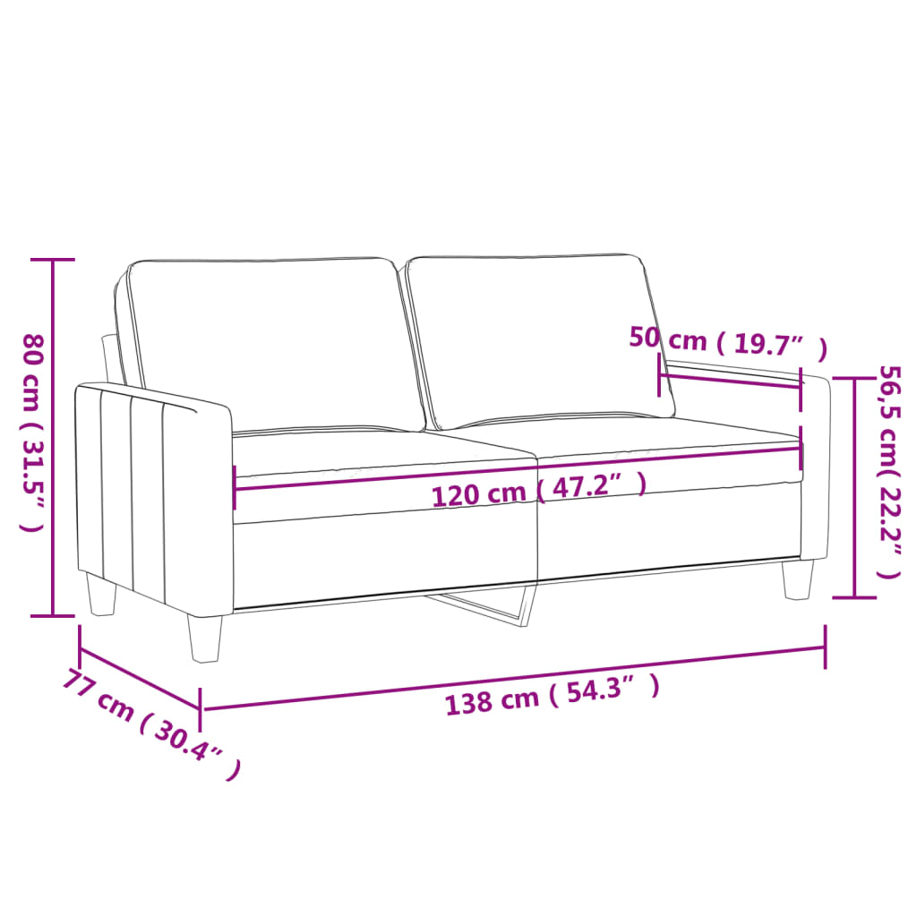 Canapea cu 2 locuri, albastru, 120 cm, catifea GartenMobel Dekor