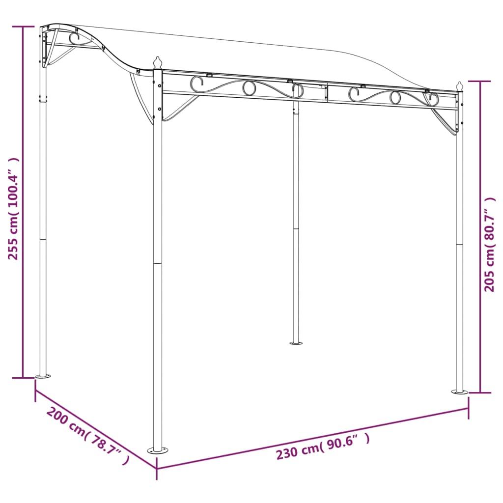Copertină, antracit, 2x2,3 m, 180 g/m², material textil și oțel GartenMobel Dekor