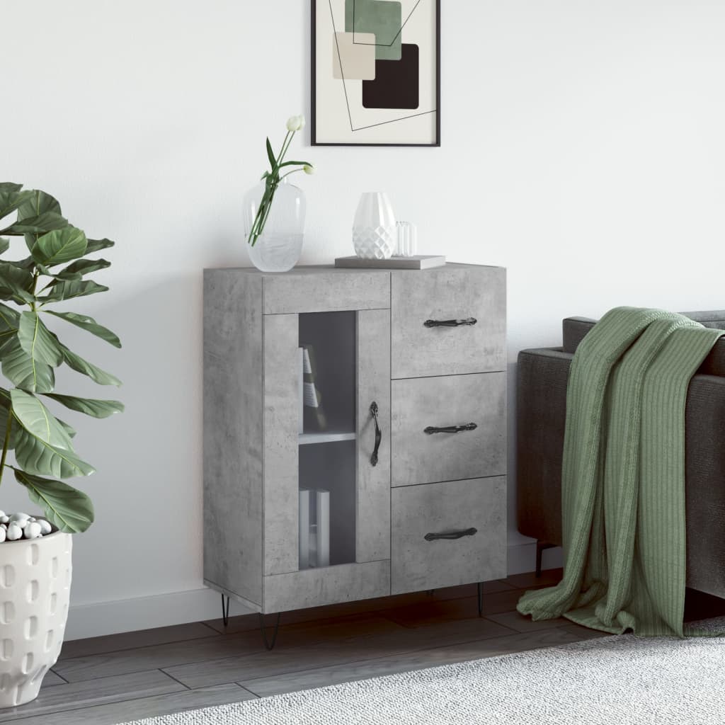 Servantă, gri beton, 69,5x34x90 cm, lemn compozit GartenMobel Dekor