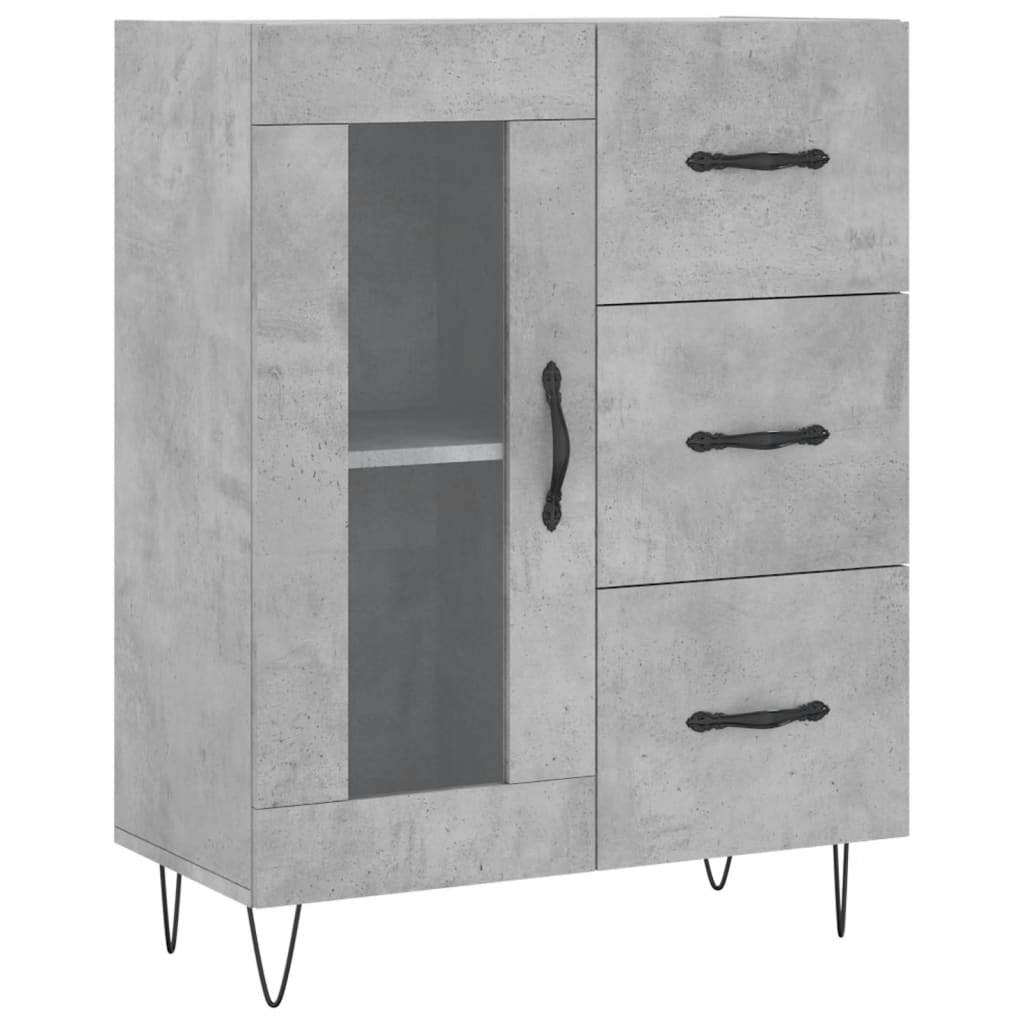 Servantă, gri beton, 69,5x34x90 cm, lemn compozit GartenMobel Dekor