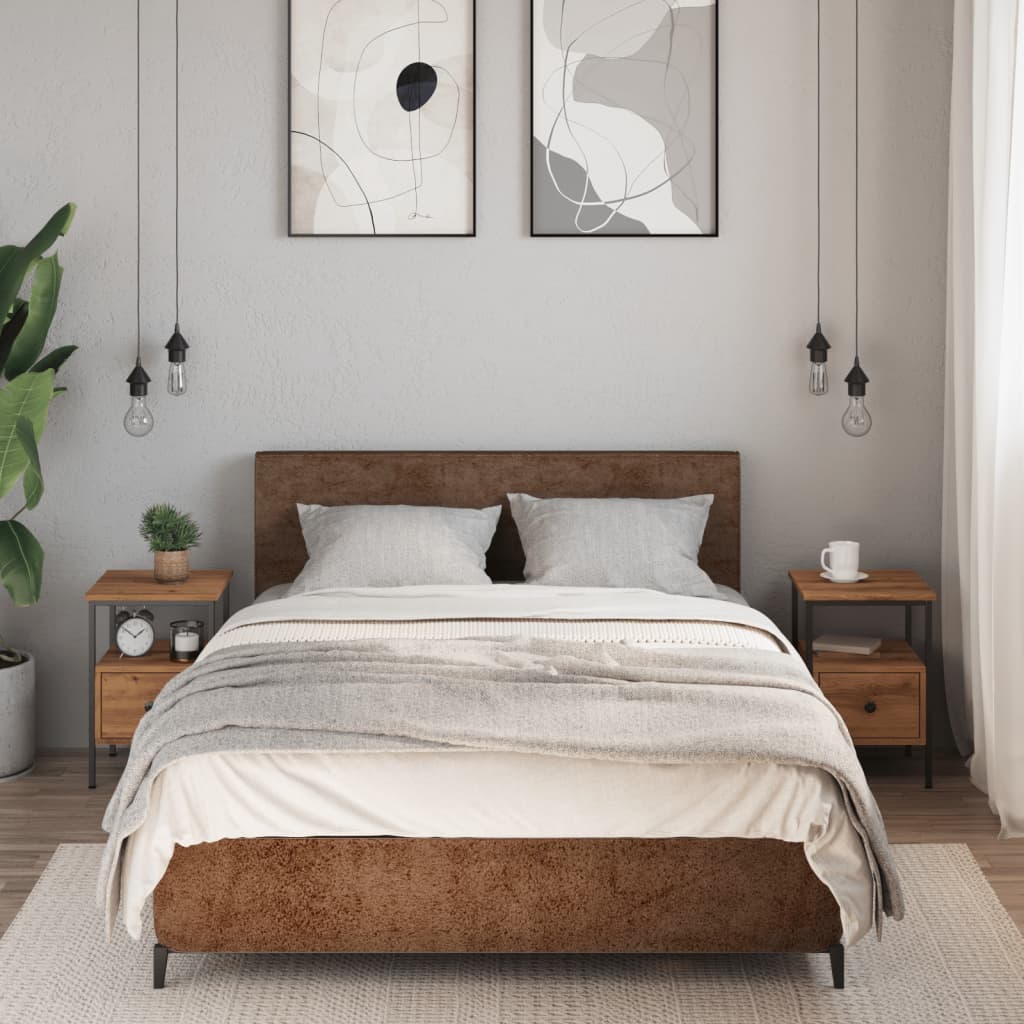 Noptiere, 2 buc., stejar artizanal, 34x36x50 cm, lemn prelucrat GartenMobel Dekor