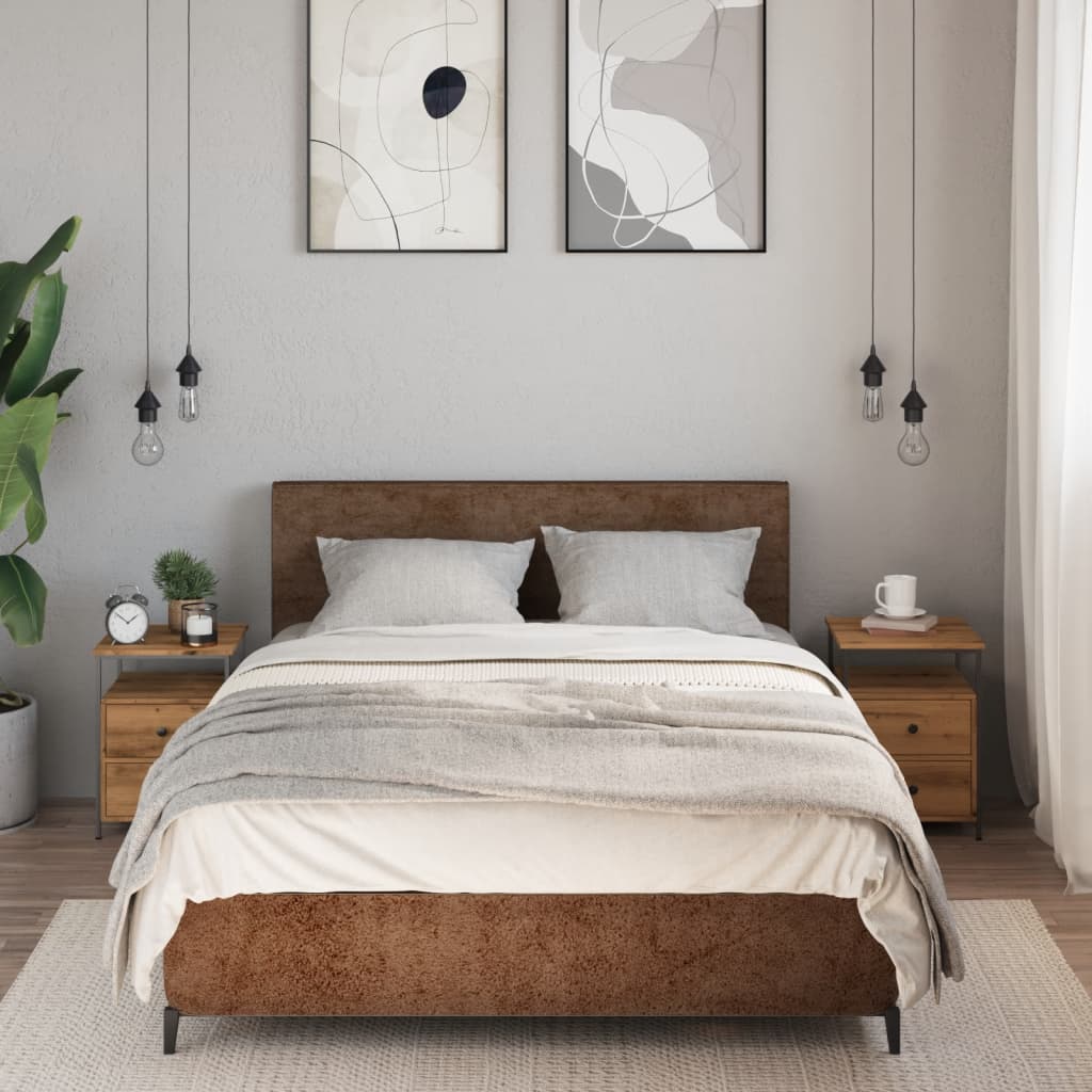 Noptiere 2 buc. stejar artizanal, 34x35,5x50 cm, lemn prelucrat GartenMobel Dekor