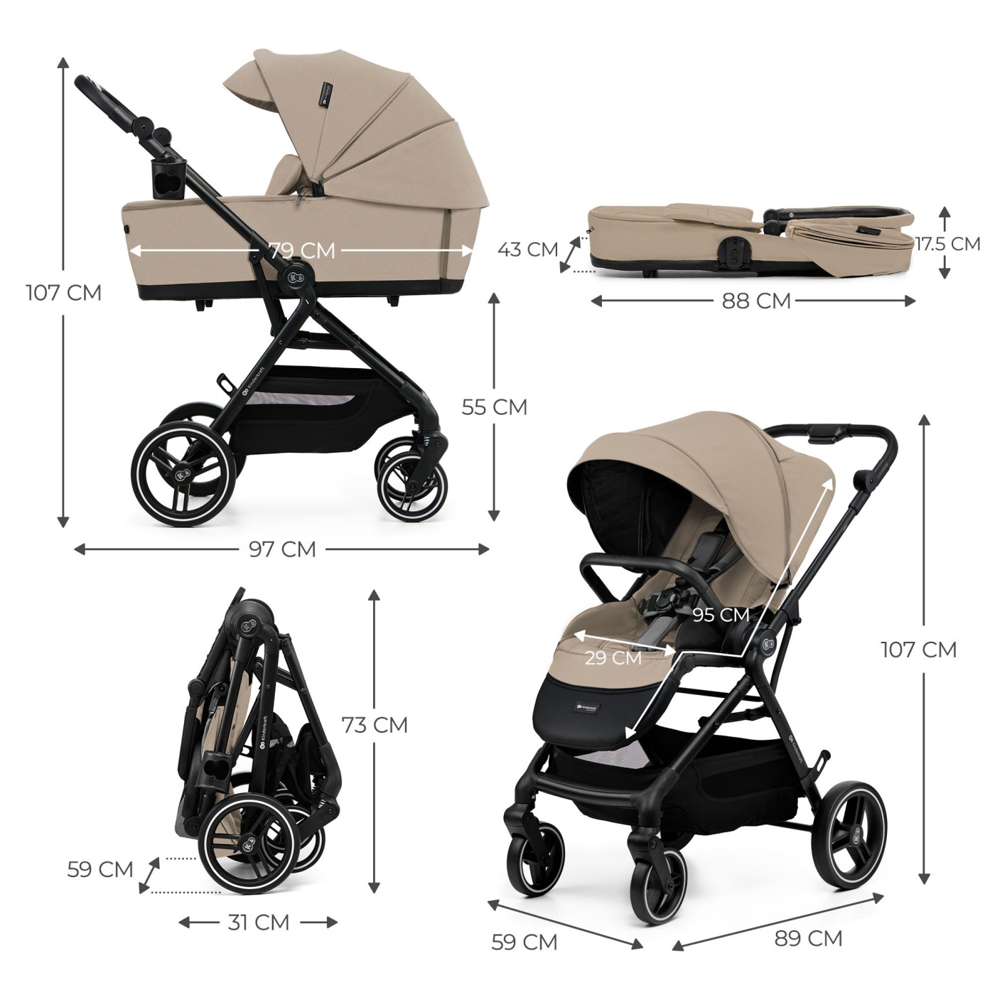 CARUCIOR KINDERKRAFT YOXI 3IN1 (MINK PRO) BEJ NISIP SuperHeroes ToysZone