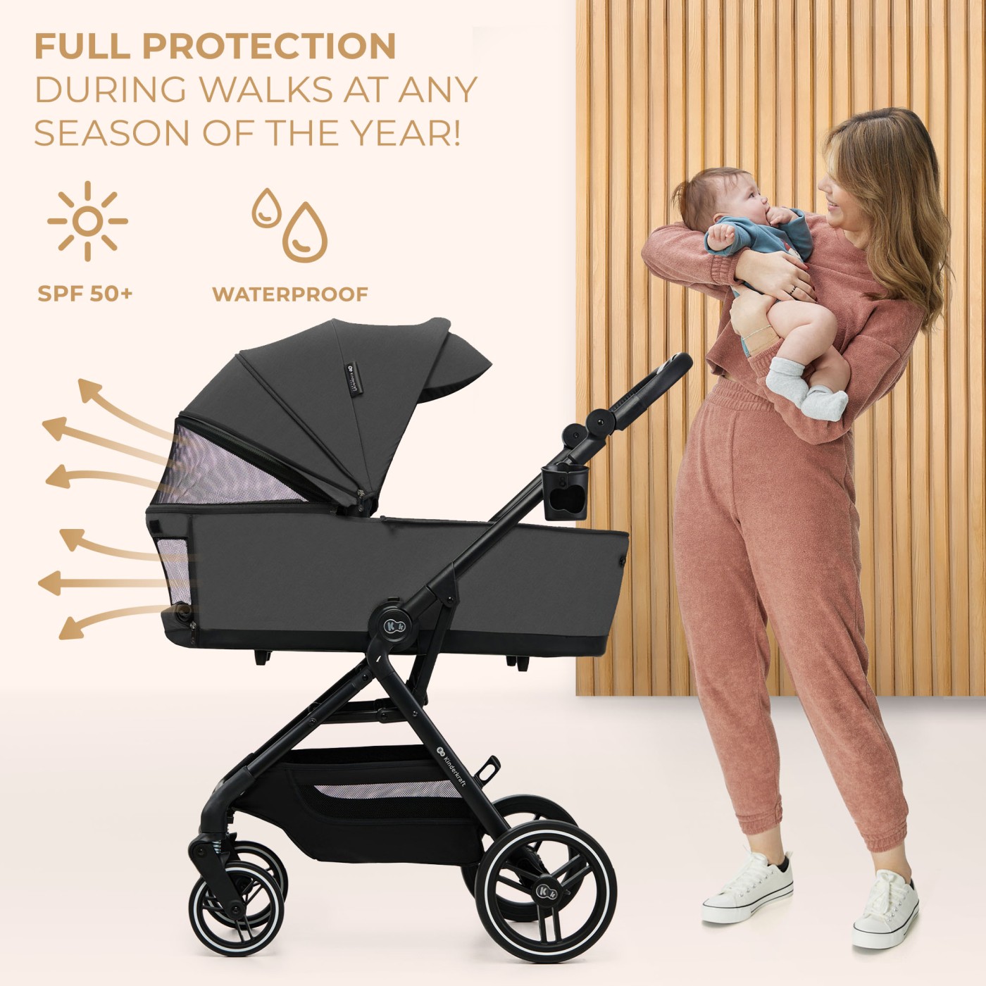 CARUCIOR KINDERKRAFT YOXI 3IN1 (MINK PRO) MOON GREY SuperHeroes ToysZone