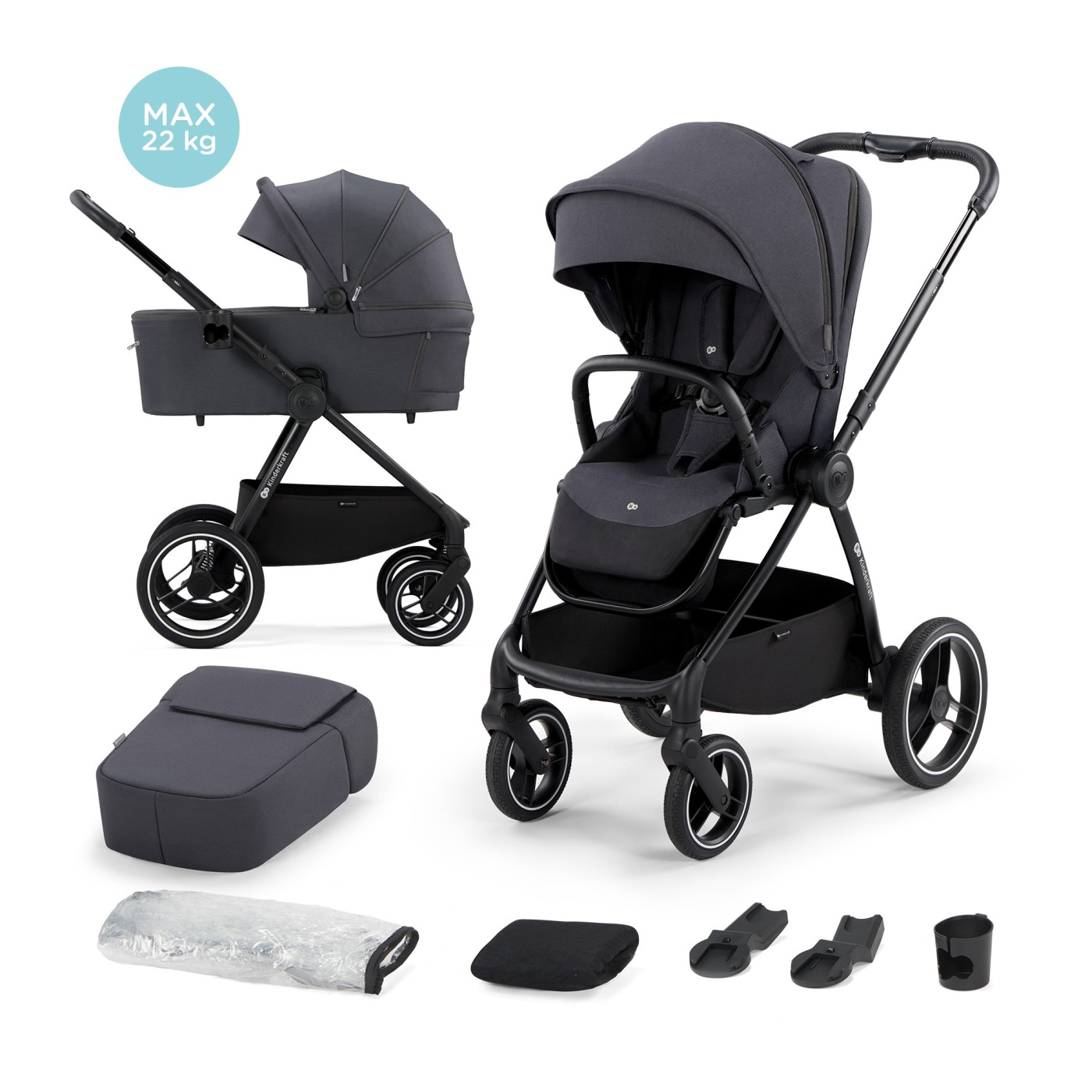 CARUCIOR MULTIFUNCTIONAL 2IN1 KINDERKRAFT NEA DARK GREY SuperHeroes ToysZone