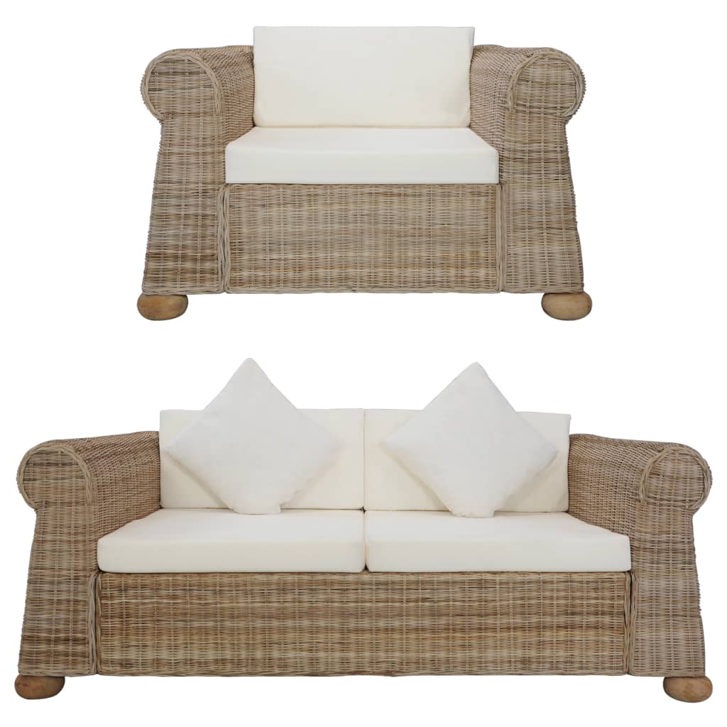 Set de canapele cu perne, 2 piese, ratan natural GartenMobel Dekor