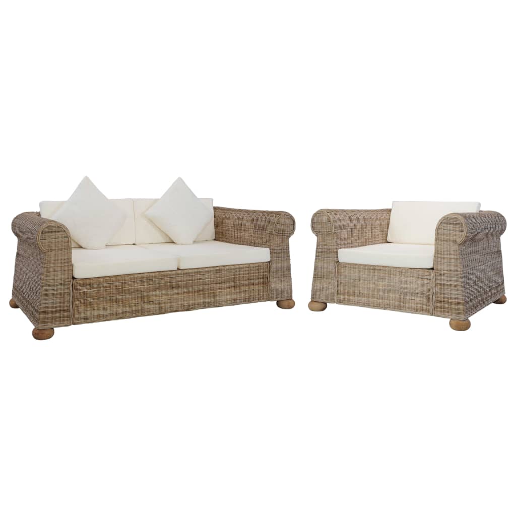 Set de canapele cu perne, 2 piese, ratan natural GartenMobel Dekor