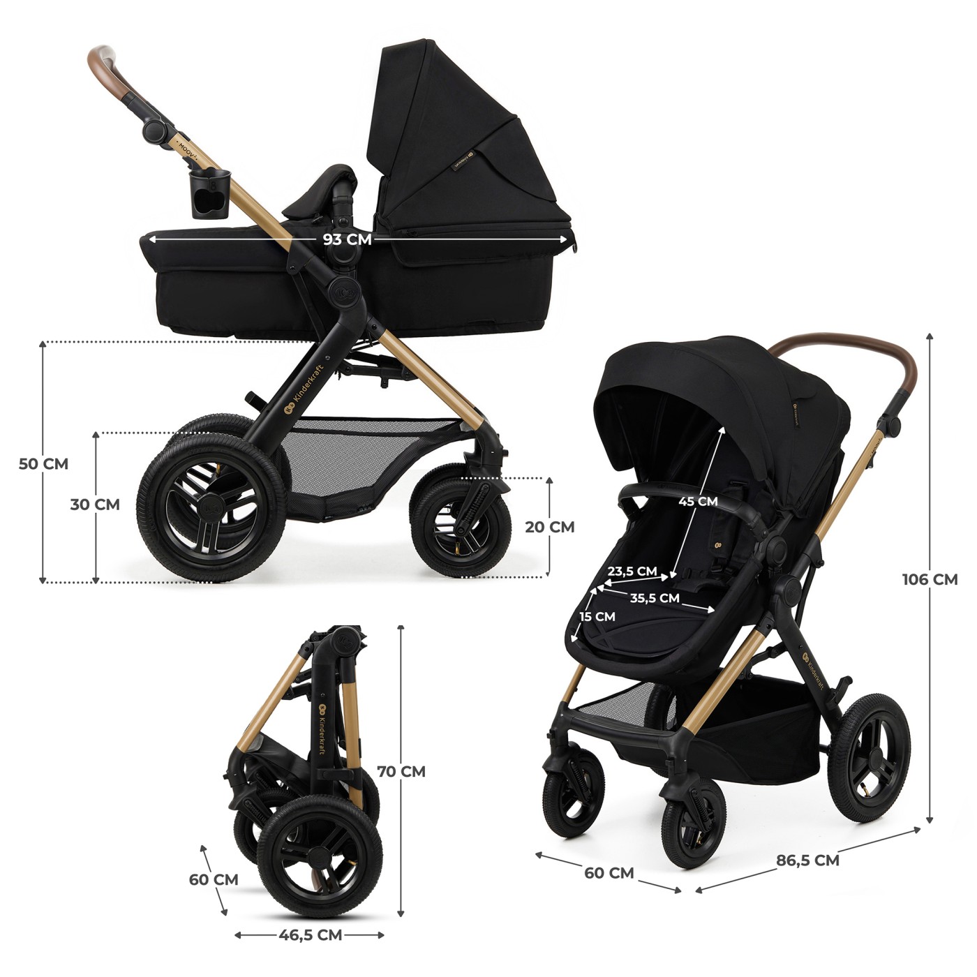 CARUCIOR MULTIFUNCTIONAL KINDERKRAFT MOOV 2 AIR 4IN1 PURE BLACK SuperHeroes ToysZone