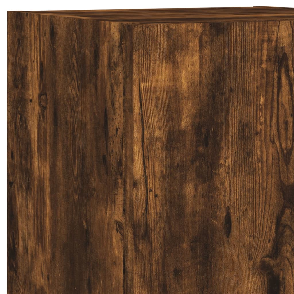 Unități de perete TV cu LED-uri, 5 piese, stejar fumuriu, lemn GartenMobel Dekor