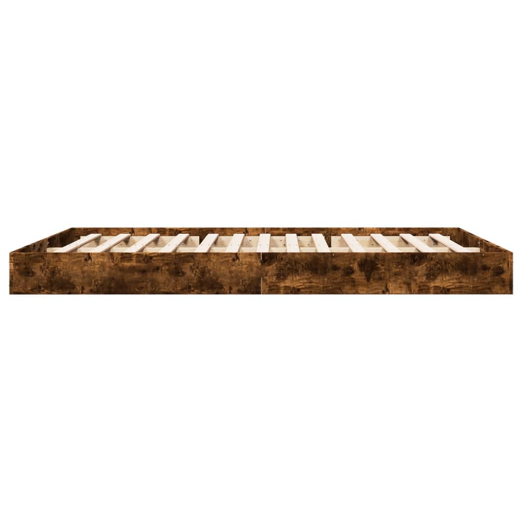 Cadru de pat fără saltea Stejar afumat 160x200cm Lemn prelucrat GartenMobel Dekor