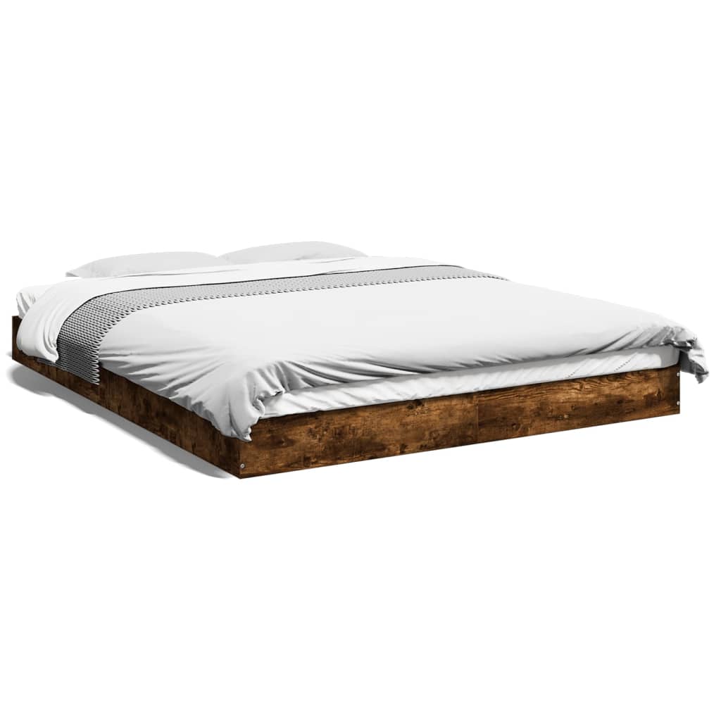 Cadru de pat fără saltea Stejar afumat 160x200cm Lemn prelucrat GartenMobel Dekor