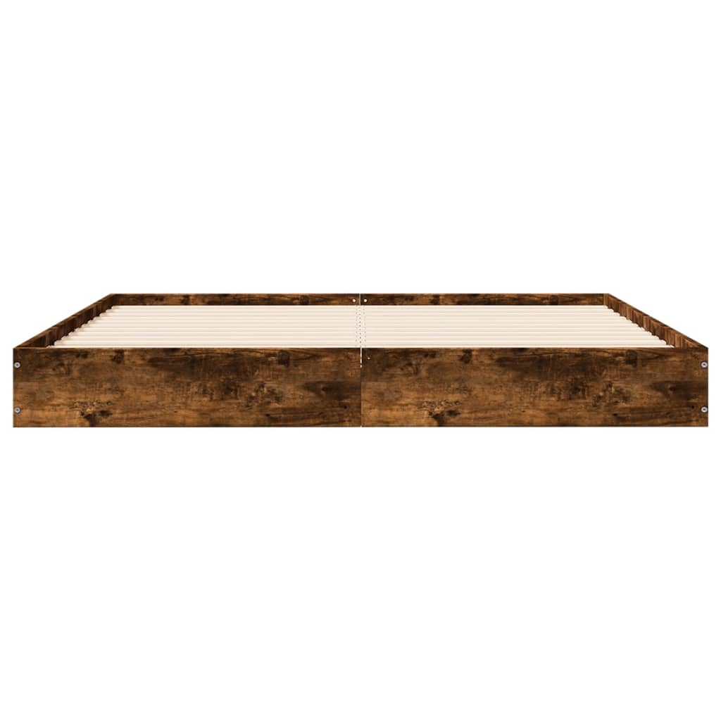 Cadru de pat fără saltea Stejar afumat 160x200cm Lemn prelucrat GartenMobel Dekor