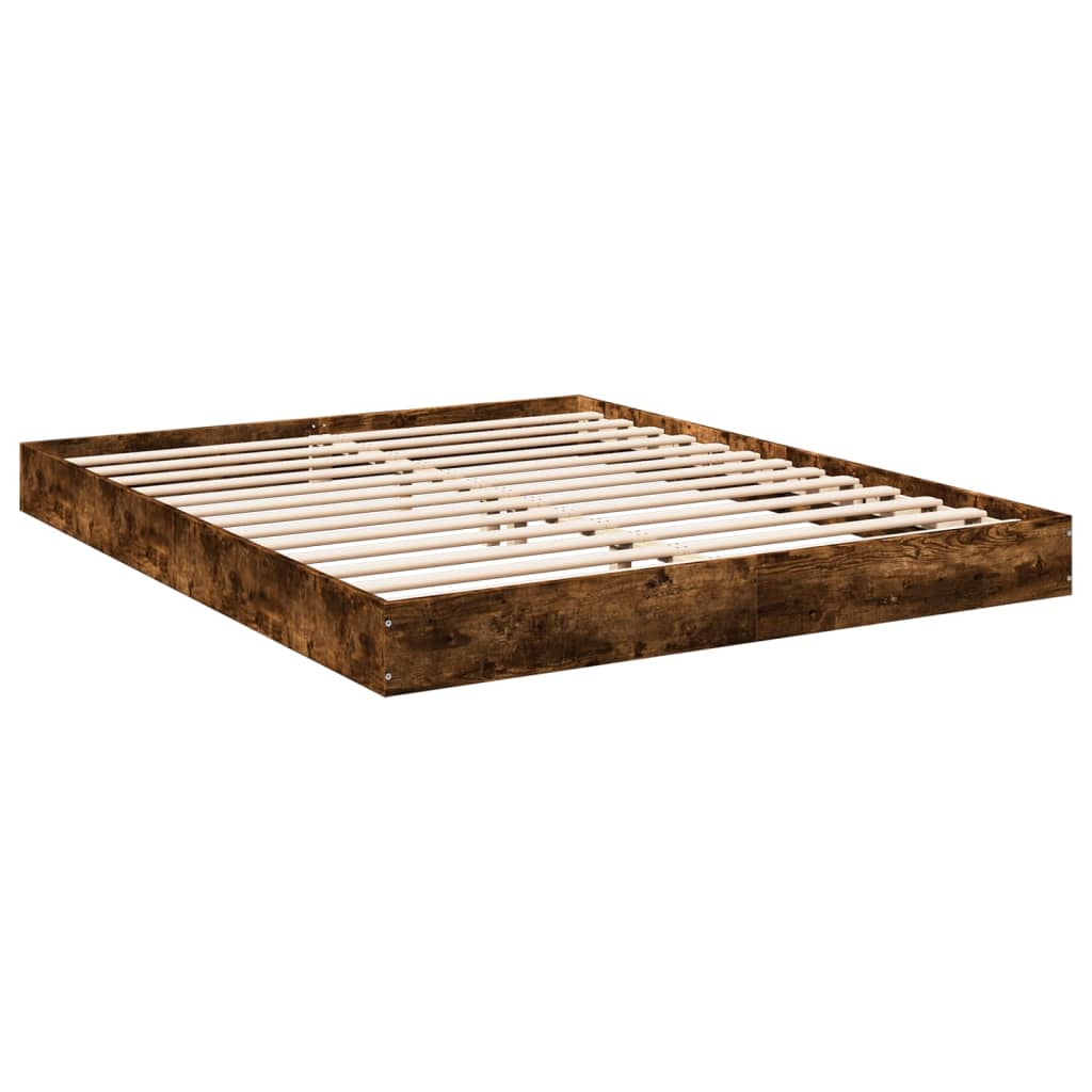 Cadru de pat fără saltea Stejar afumat 160x200cm Lemn prelucrat GartenMobel Dekor