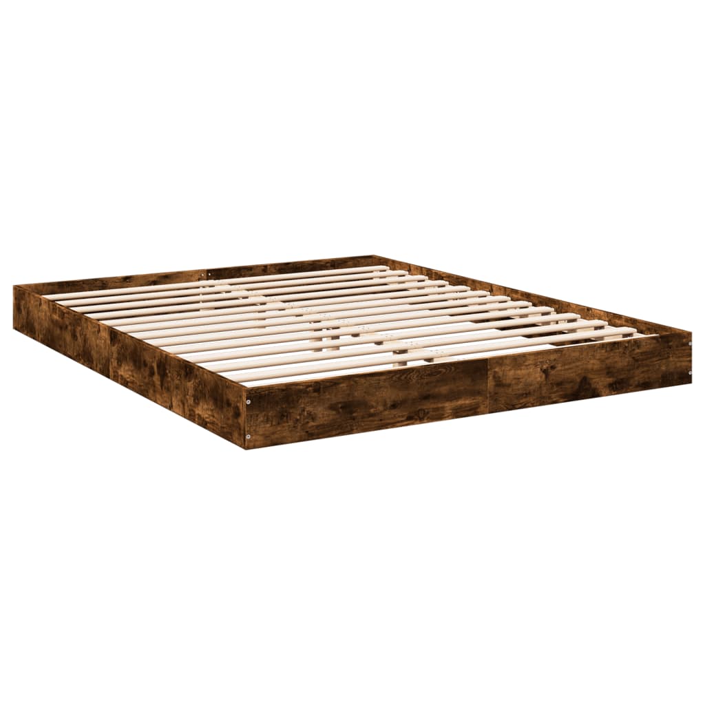 Cadru de pat fără saltea Stejar afumat 160x200cm Lemn prelucrat GartenMobel Dekor
