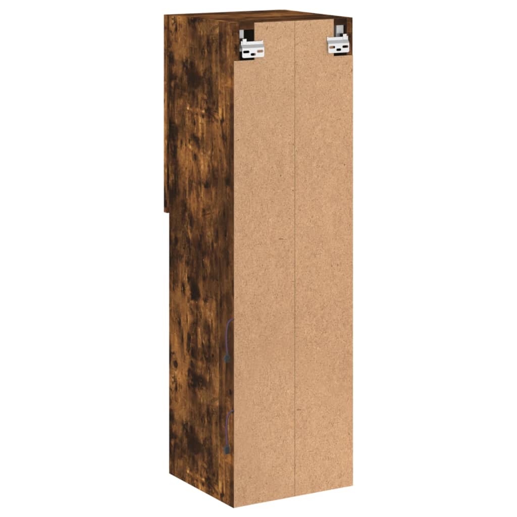 Comode TV cu lumini LED, 2 buc., stejar fumuriu, 30,5x30x102 cm GartenMobel Dekor