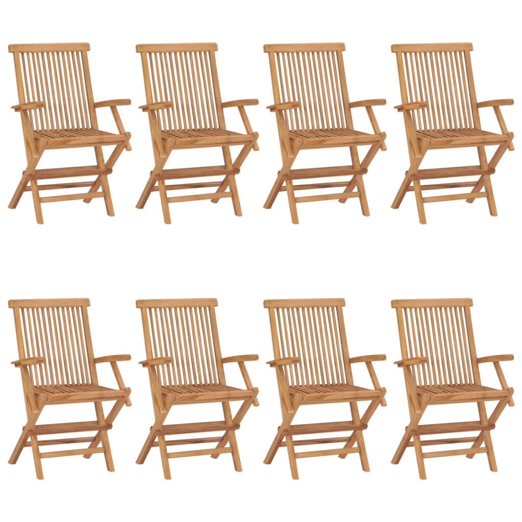Scaune de grădină cu perne gri taupe, 8 buc., lemn masiv tec GartenMobel Dekor